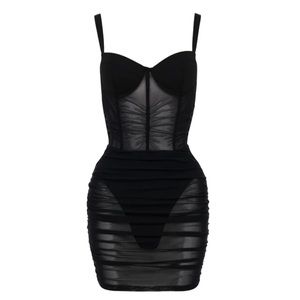 Heiress Beverly Hills Black Corset Mesh Dress